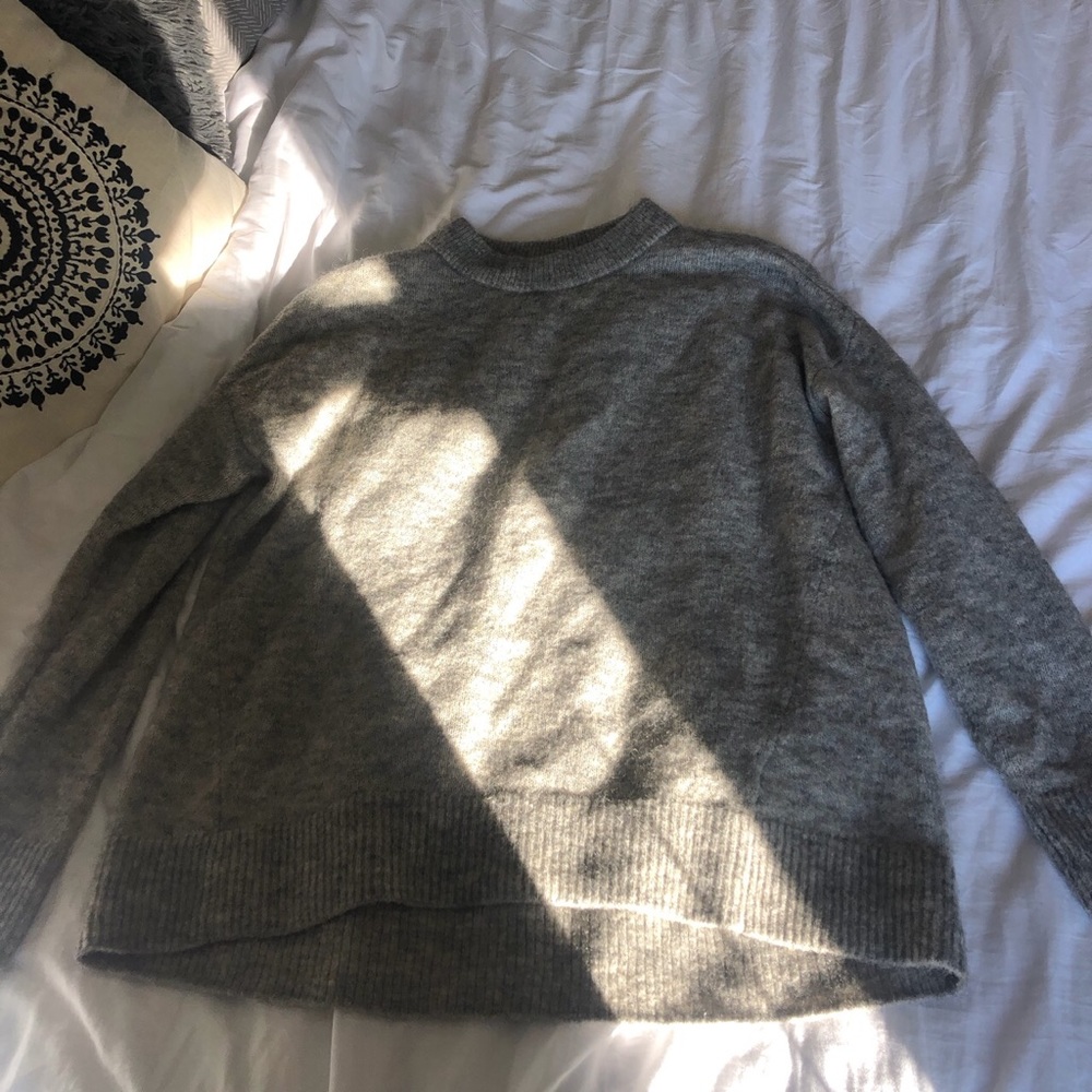 Oversized Mock Neck Gray Sweater
